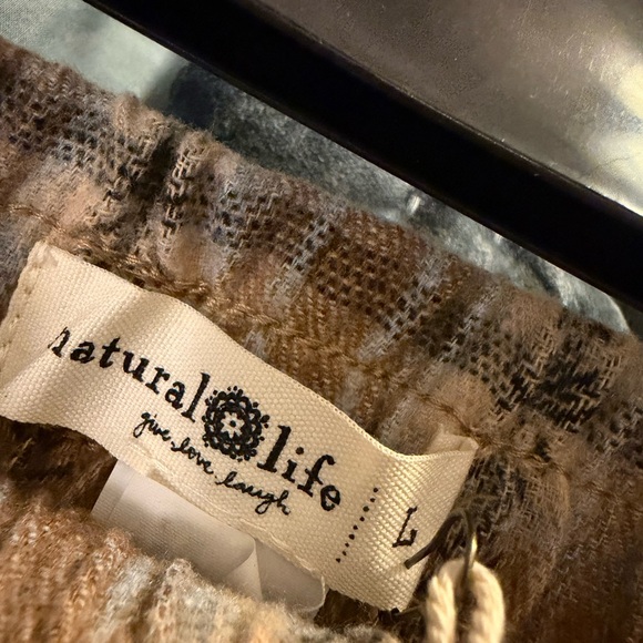 NATURAL LIFE Plaid Sweatpants Brown and Blue LG NWT - Picture 2 of 2